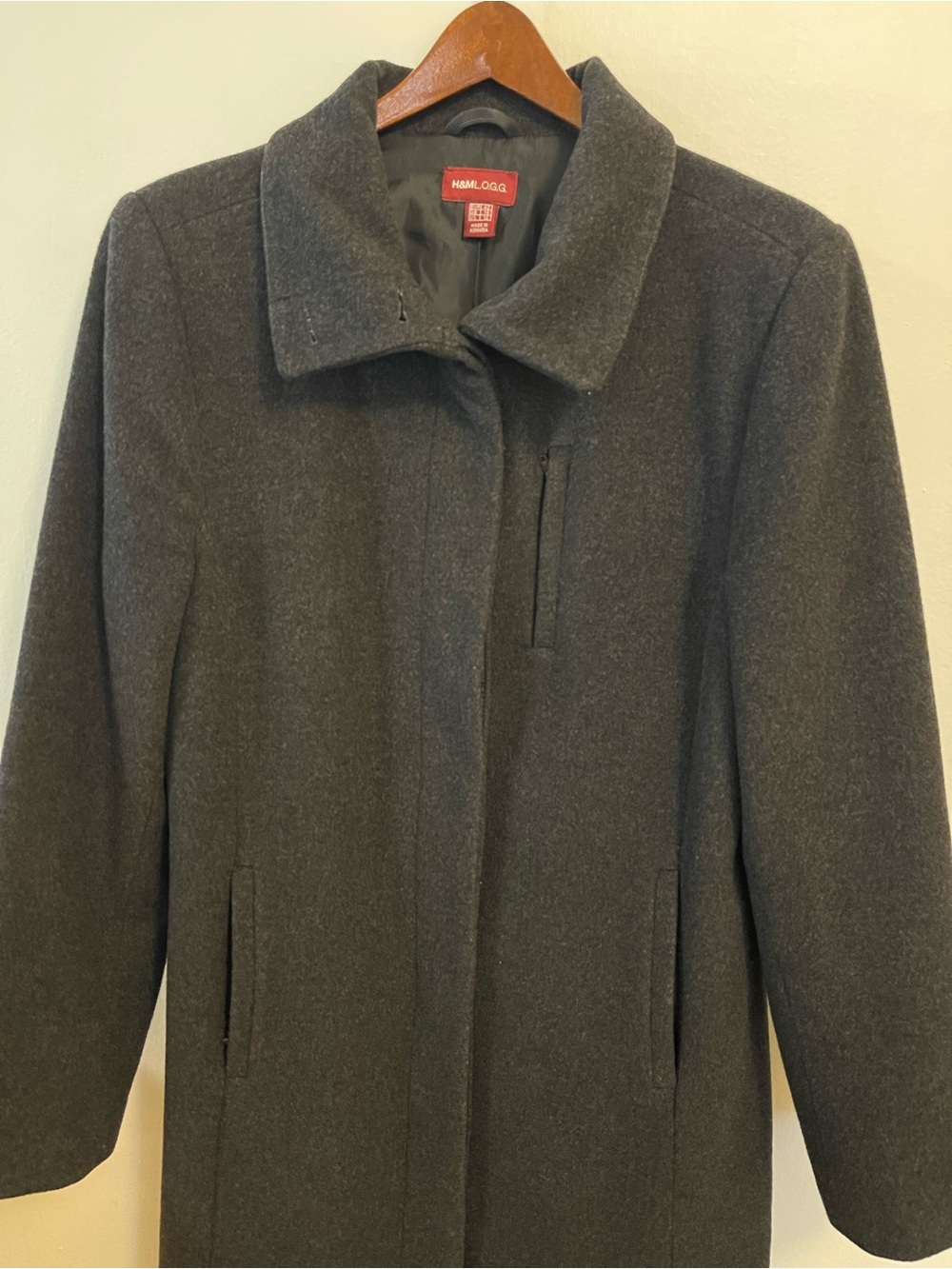 Vintage H&M Coat Overcoat Gray Size 12 Wool Cashmere Dark Academia Minimalist - Picture 16 of 16